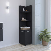 Nova 62" Tall Double Door Corner Linen Cabinet with Four Shelves
