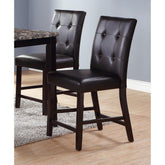 Agamemnon Contemporary Set of 2 Counter Height Chairs Brown Finish Dining Seating's Cushion Chair Tufted Back Kitchen Dining Room