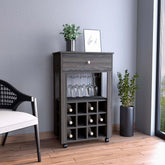 CASSANDRA E-SHOP Margh Bar Cart Drawer, Carbon Espresso