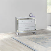 Utopia Modern Style Mirror Framed 3-Drawer Nightstand Made with Wood in Silver