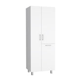 Saturn 71" High Two-Door Broom Closet With Hamper, Four Shelves, Hangers, Storage Closet, Pantry Cabinet