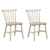 Moon Side Dining Chair Set of 2, Spindle Back, Tapered Legs, White Oak Wood