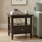 Warm Shaker Solid Wood 20 inch Wide Transitional End Table in Tobacco Brown