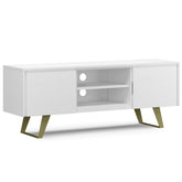 Athena 63 inch Wide Solid Wood TV Stand in White For TVs up to 70 inches