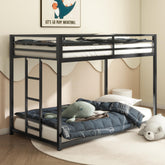 Poseidon Sturdy Twin over Twin Bunk Bed Metal Black for Kids and Adult, Low Profile Twin over twin bunk bed with Ladder and Guardrails, Easy Climbing, Beds for Bedroom, Same as original B083124170