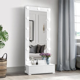 REVELATION WHITE NARROW TALL MIRROR WITH SPEAKER AND DRAWER