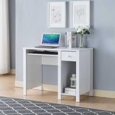 Avalon desk home office desk 39"W Compact desk Writing Desk Laptop Desk White One drawer Keyboard Drawer Wooden Knob