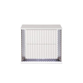 Nova Contemporary Style 2-Drawer Nightstand Made with Diamond-Patterned Side Accents with LED Lighting and Wood in White Finish