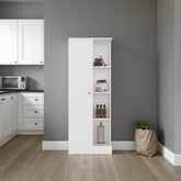 Tiara Multistorage Pantry with 4 Open Storage Shelves and a Single Door Cabinet for Hidden Storage, Multipurpose Organization Pantry for Kitchen, Linen or Laundry