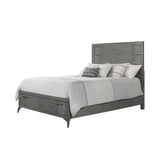 Gray Queen Storage Bed W/ Book matched Veneer