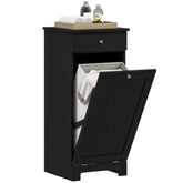 Laundry Hamper Cabinet, Laundry Cabinet with Tilt Out Laundry Basket and Drawer, Black