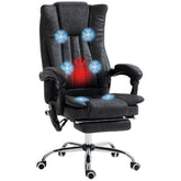 Massage Office Chair, 6 Points and Heat, Reclining Computer Chair with High Back, Adjustable Height and Footrest, Black