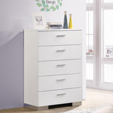 Poem White High Gloss 5-drawer Bedroom Chest
