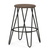 Melody - 24" Metal Counter Height Stool with Wood Seat - Cocoa Brown / Black