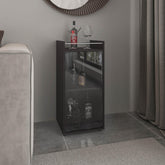 Crest Minibar Cabinet 2 Doors, Open Shelf And Compact Design, Modern Bar Storage, Black