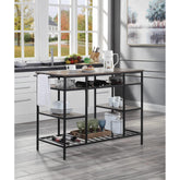 Odysseus Rustic Oak & Black Finish Kitchen Island