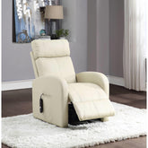 Rhea Beige Synthetic Leather Power Motion Recliner W/Lift