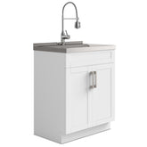 Clytemnestra - Deluxe 28" Laundry Cabinet with Faucet and Stainless Steel Sink - White