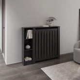 Camelot Cover Cabinet Joseph with Slatted Frame and 3 Shelves, Decorative Heater Cover, Modern Furniture Accent, Walnaut
