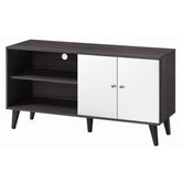 Tale TV Stand for TVs up to 47.3", with 2 Storage Shelves& 1 Cabinet, Modern Entertainment Centre for TV in Living Room in Dark Gray + White