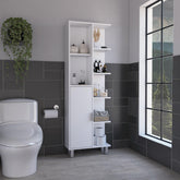 Priam Linen 63-inch High Bathroom Cabinet Linen Storage Cabinet with Seven Open Shelves