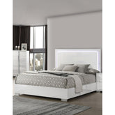 Contemporary White 1pc Queen Size Bed w LED Headboard UV Finish Bedframe Bedroom Furniture