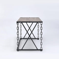Rustic Oak and Antique Black Rectangular Desk