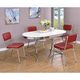 Iphigenia White and Red 5-piece Oval Dining Table Set