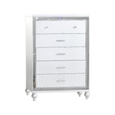 Utopia Mirror Framed 5-Drawer Chest Made With Wood in WHITE Color