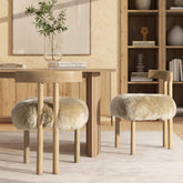 Pinnacle 19.5" Genuine Sheepskin Fur Split Back Dining Chair Natural Blonde Genuine Fur
