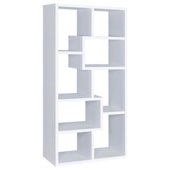 8-shelf White Geometric Bookcase