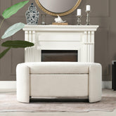 Tale 43" Upholstered Oval Storage Bench, Ivory White Boucle