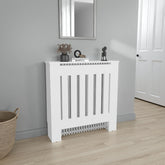 Camelot Cover Cabinet with Slatted Panel, Modern Home Furniture for Heating Units, Ventilated Decorative Enclosure, White