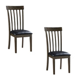 Chronicle 18 Inch Side Dining Chairs Set of 2, Slatted Back, Padded Seat, Farmhouse Brown