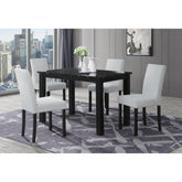 Odyssey Black Dining Table and (4) Silver Dining Chairs