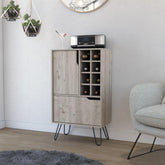 Record L Bar Cabinet, Eight Built-in Wine Rack, Single Door -Light Gray