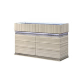 Earth Modern Style 6 Drawer Dresser made with wood and LED in Gray with clean linear detailing(INCLUDES DRESSER ONLY NOT MIRROR)