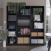 Nebula 3 Piece Home Bookcase set, 67" Wide with 14 Shelves , Living Room Set Set Black