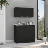Olympus Cabinet Set, Two Shelves Black