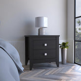 Halo Nightstand , End Table, Side Table Two Shelves, Four Legs -Black