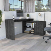 Comet Modern L-Shaped Computer Desk with Open & Closed Storage -Smokey Oak