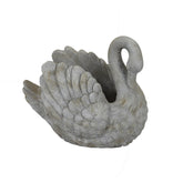Ode Planter with Swan Sculpted Details, Gray Terracotta 10 Inch