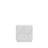 Record Nightstand – Lacquer Finish with Geometric Design and Velvet-Lined Drawers for Modern Bedrooms