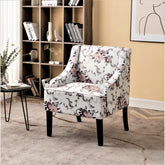 Versatile Upholstered Side Chair, Solid Wood Frame with Recessed Arms, Tapered Front Legs and Flared Back Legs, Foam & Sinuous Springs Cushioned Accent Chair for Entryway Bedroom Dining Room
