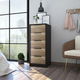 Lyra 5 Drawer Dresser, Vertical Dresser -Black / Pine