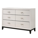 1pc Contemporary 6-Drawer Dresser White Finish Wooden Bedroom Furniture