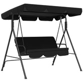 3-Seat Outdoor Patio Swing Chair w/ Cushion, Steel Frame Stand, Adjustable Tilt Canopy for Patio, Garden, Black 2