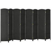 Folding Room Divider Screen 8 Panel 5.6 ' Tall Privacy Screen Freestanding Room Partition for Home Office, Black