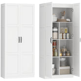 Farmhouse Pantry Cabinet, 71" Tall Kitchen Pantry Storage Cabinet with Soft-Close Hinges, Adjustable Shelves, White