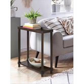 Narrow Side End Tables with Shelf, Set of 2, Espresso